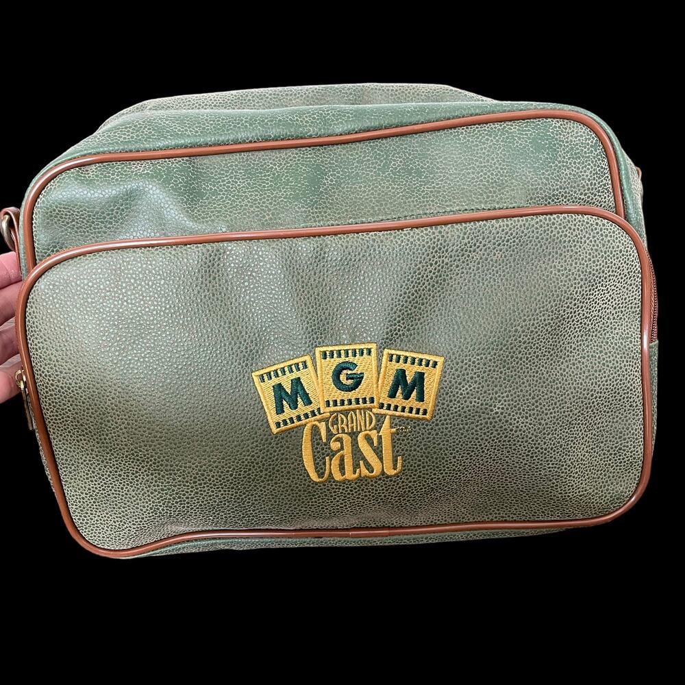 Vintage MGM Grand Casino Toiletry Bag Hanging Travel Cast Employee Luggage Green